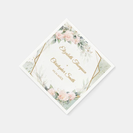 Hochzeit von Blüten und Gold und Eukalyptus Serviette (Ecke)