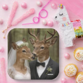 Hochzeit von Bock und Reh im Wald Pappteller (Party)