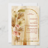 Hochzeit von Bohemisch getrockneter Blume aus anti Einladung (Vorderseite)