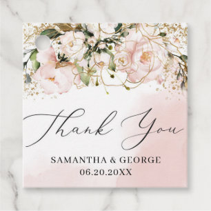 Hochzeit von Boho Blush Pink-Goldkalligraphie Geschenkanhänger