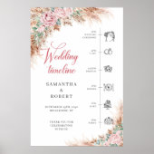 Hochzeit von Boho blush Rose und Pampas Gras Timel Poster (Vorne)