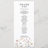 Hochzeit von Boho Floral Wildblume Menükarte (Rückseite)