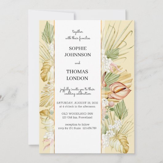 Hochzeit von Boho getrockneten Blume Einladung (Vorderseite)