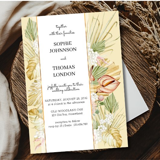 Hochzeit von Boho getrockneten Blume Einladung