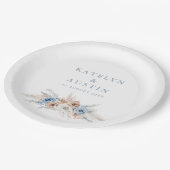 Hochzeit von Boho Pampas Pappteller (Schrägansicht)