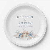 Hochzeit von Boho Pampas Pappteller (Vorderseite)