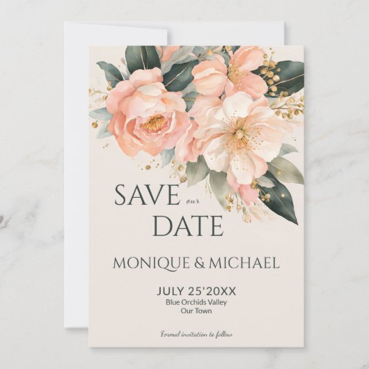 Hochzeit von Boho pearthy Save The Date (Vorderseite)