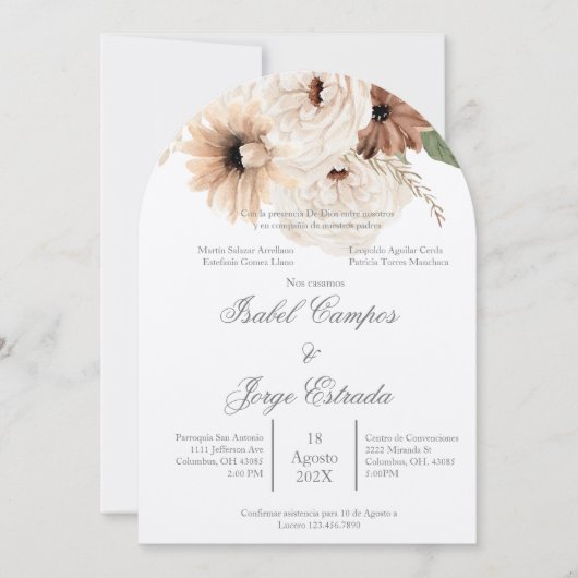 Hochzeit von Boho terracota Einladung (Vorderseite)