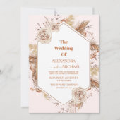 Hochzeit von boho terracotta pampas grass einladung (Vorderseite)