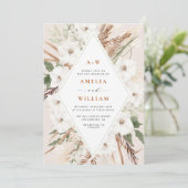 Hochzeit von Boho-Terrakotta und Pampasgras Einladung (Stehend Vorderseite)