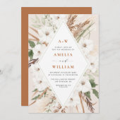 Hochzeit von Boho-Terrakotta und Pampasgras Einladung (Vorne/Hinten)