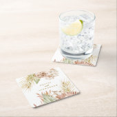 Hochzeit von Boho Tropical Floral und Palm Rechteckiger Pappuntersetzer (Vor Ort)