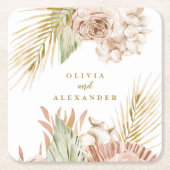 Hochzeit von Boho Tropical Floral und Palm Rechteckiger Pappuntersetzer (Vorderseite)
