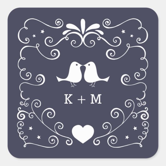 Hochzeit von Boho-Wirbel (veränderbare Hintergrund Quadratischer Aufkleber (Vorderseite)