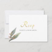 Hochzeit von botanischem Blattgold Einladung (Vorderseite)