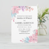 Hochzeit von botanischem Blumen in Aquarellfarbe.  Einladung (Stehend Vorderseite)