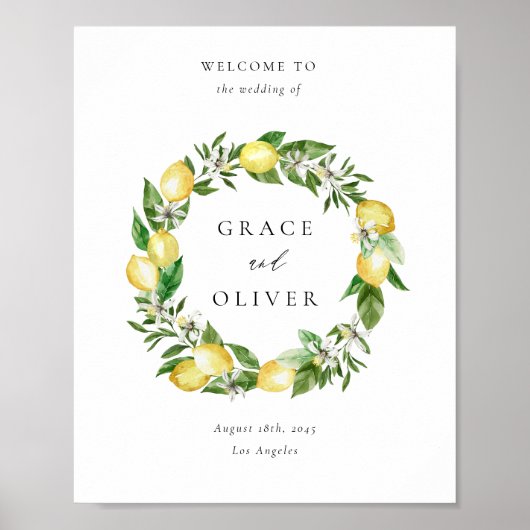 Hochzeit von Botanischem Zitronenbäumen und Grünkr Poster (Vorne)