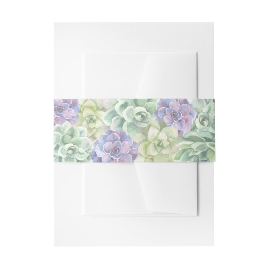 Hochzeit von botanischen grünen und Lila Sukkulent Einladungsbanderole (Vorderseite Beispiel)