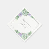 Hochzeit von botanischen grünen und Lila Sukkulent Serviette (Ecke)