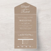 Hochzeit von braunem Kraftpapier mit moderner weiß All In One Einladung (Innen Boden)