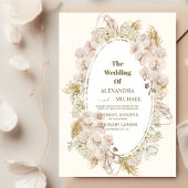 Hochzeit von braunem Weiß und Pampas Einladung