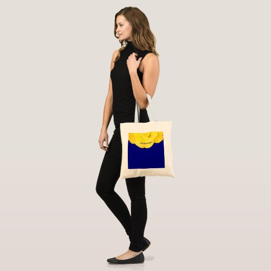 Hochzeit von Bridesmaid Golden Yellow Navy Blue Fl Tragetasche (Vorderseite (Model))