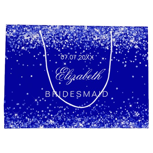 Hochzeit von Bridesmaid, Königsblauer Name Große Geschenktüte (Rückseite)