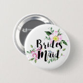 Hochzeit von Bridesmaid Pink Floral Button (Vorne & Hinten)