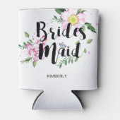 Hochzeit von Bridesmaid Pink Floral Dosenkühler (Vorderseite)