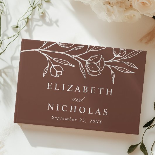 Hochzeit von Brown Floral Foto Gästebuch