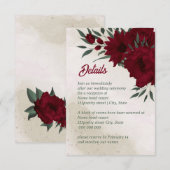 Hochzeit von Burgund Blume Begleitkarte (Vorne/Hinten)