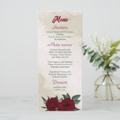 Hochzeit von Burgund Blume Menükarte (Stehend Vorderseite)