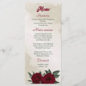 Hochzeit von Burgund Blume Menükarte (Vorderseite)