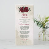 Hochzeit von Burgund Blume Menükarte (Stehend Vorderseite)