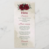 Hochzeit von Burgund Blume Menükarte (Vorderseite)