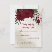 Hochzeit von Burgund Blume RSVP Karte (Vorderseite)