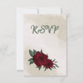 Hochzeit von Burgund Blume RSVP Karte (Rückseite)