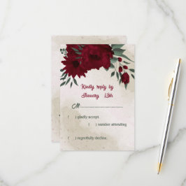 Hochzeit von Burgund Blume RSVP Karte