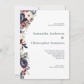 Hochzeit von Burgund-Marineblacht Einladung (Vorderseite)