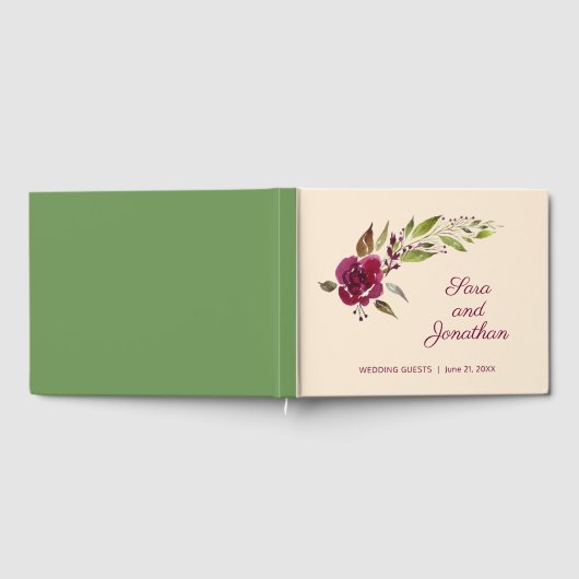 Hochzeit von Burgund Marsala Gästebuch (Voll)