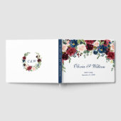 Hochzeit von Burgund Navy Blush Floral Gästebuch (Voll)
