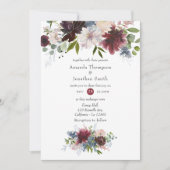 Hochzeit von Burgund, Navy und Blush Pink Einladung (Vorderseite)