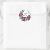 Hochzeit von Burgund Peony und Blue Rose Runder Aufkleber (Tasche)