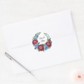 Hochzeit von Burgund Peony und Blue Rose Runder Aufkleber (Umschlag)