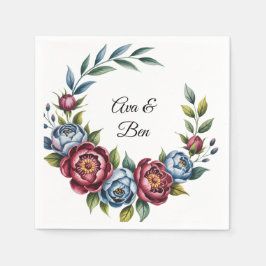 Hochzeit von Burgund Peony und Blue Rose Serviette