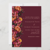 Hochzeit von Burgund-Rosa-Pfirsich Einladung (Vorderseite)