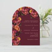 Hochzeit von Burgund-Rosa-Pfirsich Einladung (Stehend Vorderseite)