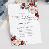 Hochzeit von Burgund Rot und Blütengrün Einladung