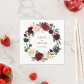 Hochzeit von Burgund und Blauen Blüten Serviette (Beispiel)