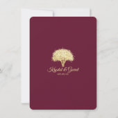Hochzeit von Burgund und Goldbaum und Sparkle Einladung (Rückseite)